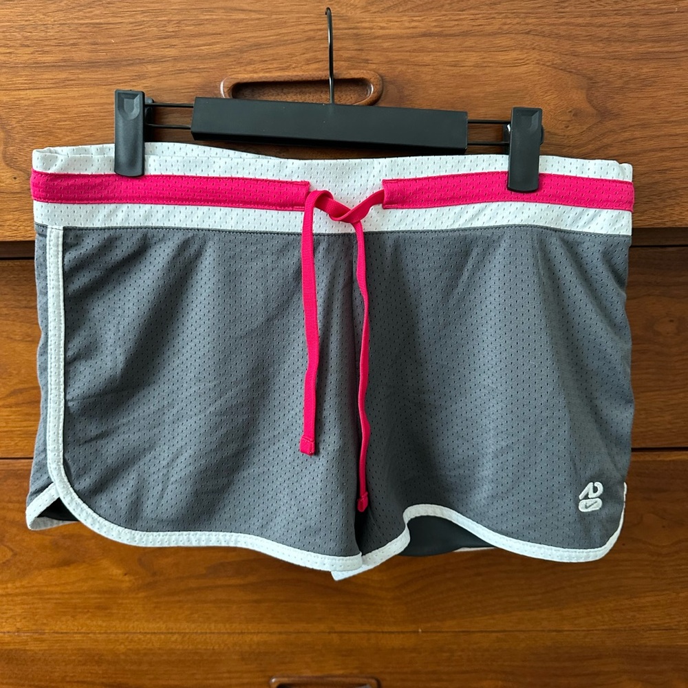 Y2K Nike Women's Gray Athletic Shorts with Pink Trim